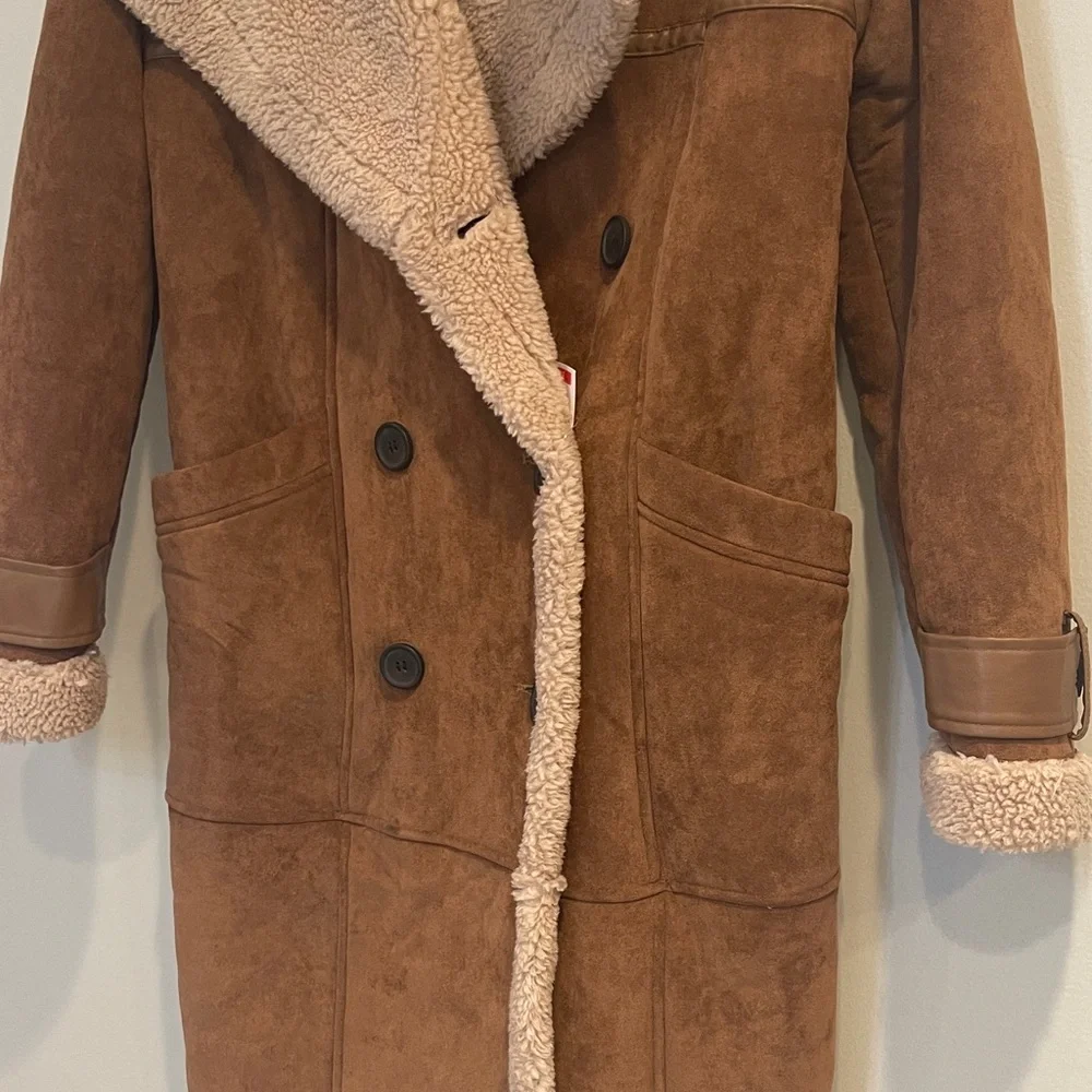 Avec Les Filles Faux Shearling Trench Coat size XS - Picture 4 of 13